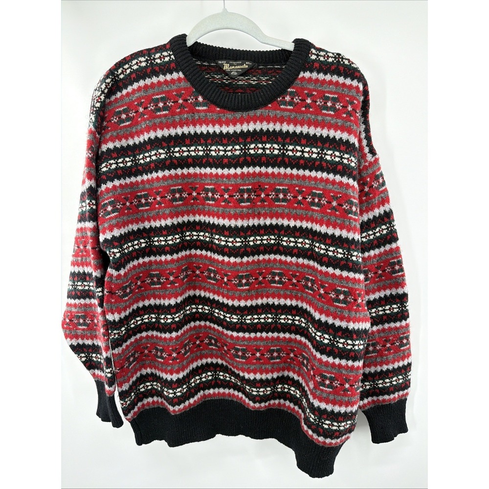 Manawatu Vintage Pullover‎ Sweater 100% Wool Large Mens New Zealand Fair Isle